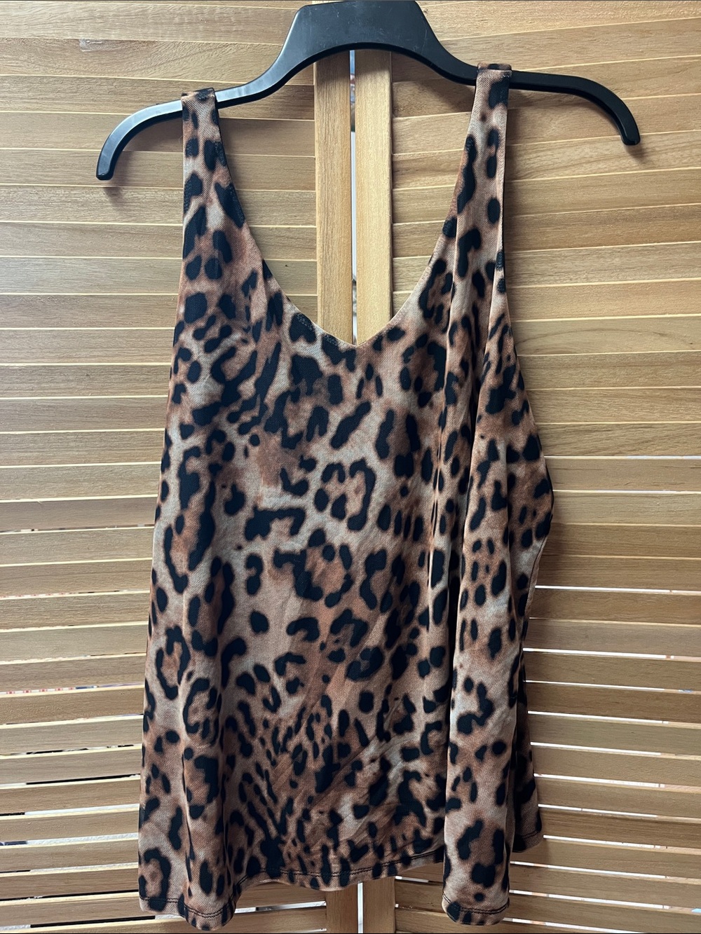 Leopard Print Sleeveless Tank Top - Brown/Black